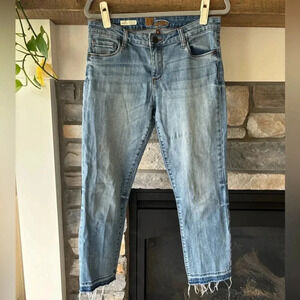 KUT FROM THE KLOTH Jeans Women 8 Dip Died Raw Hem boho festival coastal